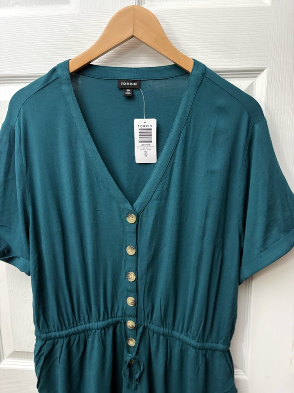 Torrid Green Button Front Romper Size 10 New - Picture 3 of 7